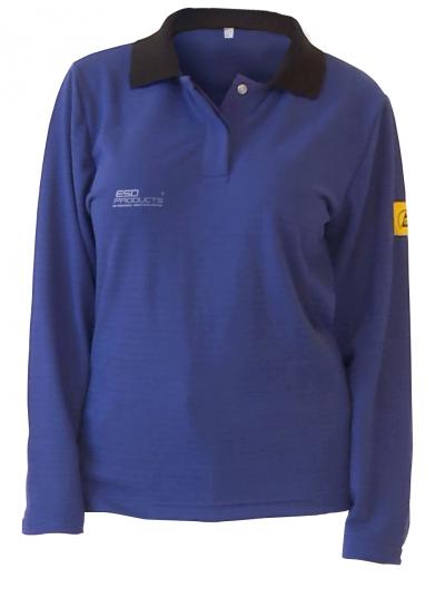 ESD Polo-Shirt AQGO Style Royal Blue Unisex L Antistatic Clothing ESD Garment